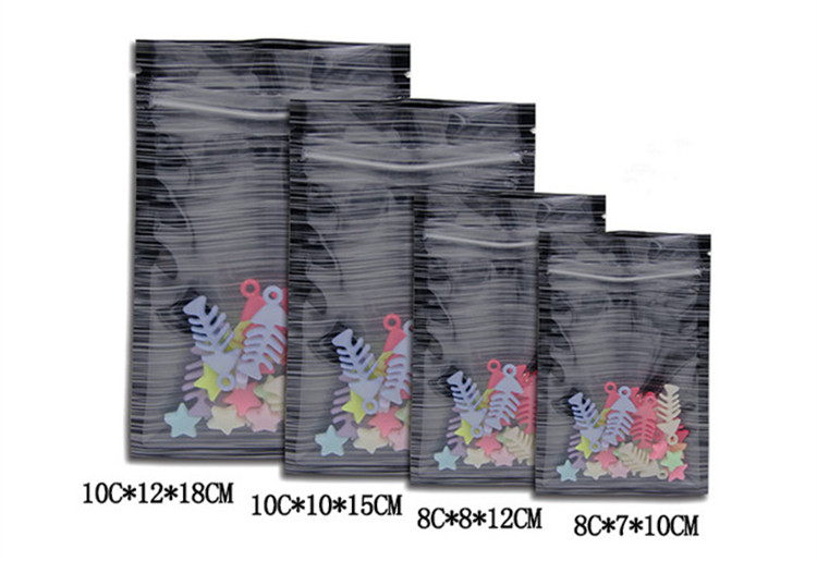 100pcs One Side Clear Drawing Aluminum Foil Zip Lock Bag Resealable Translucent Coffee Powder Gifts Trinkets Jewelry Cosmetics Packaging Pouches