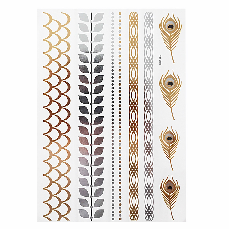 Flash Tattoo Metallic Silver & Gold Foil Angel Wings Jewellery Henna Tattoos