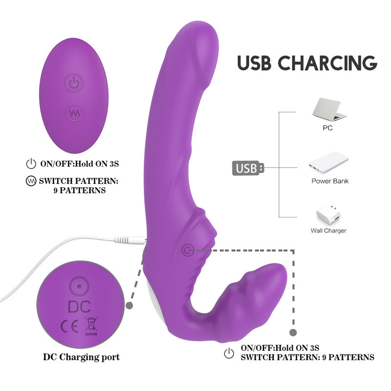 Strapless Strapon Dildo Vibrator for Couples Women Double Vibrating G Spot Adult Sex Toy for Lesbian Remote Control USB Vibrator Y191221