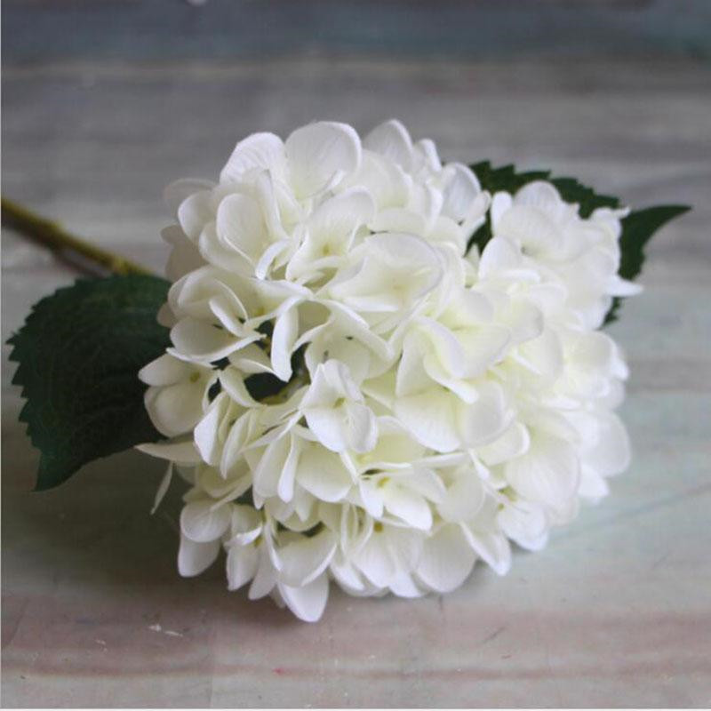 Artificial Hydrangea Flower Head 47cm Fake Silk Single Real Touch Hydrangeas 8 Colors for Wedding Centerpieces Home Party Decorative Flowers