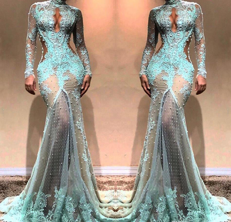 2019 Cheap Long Sleeves Lace Evening Dress Dubai Illusion Bodice Holiday Women Wear Formal Party Prom Gown Custom Made Plus Size