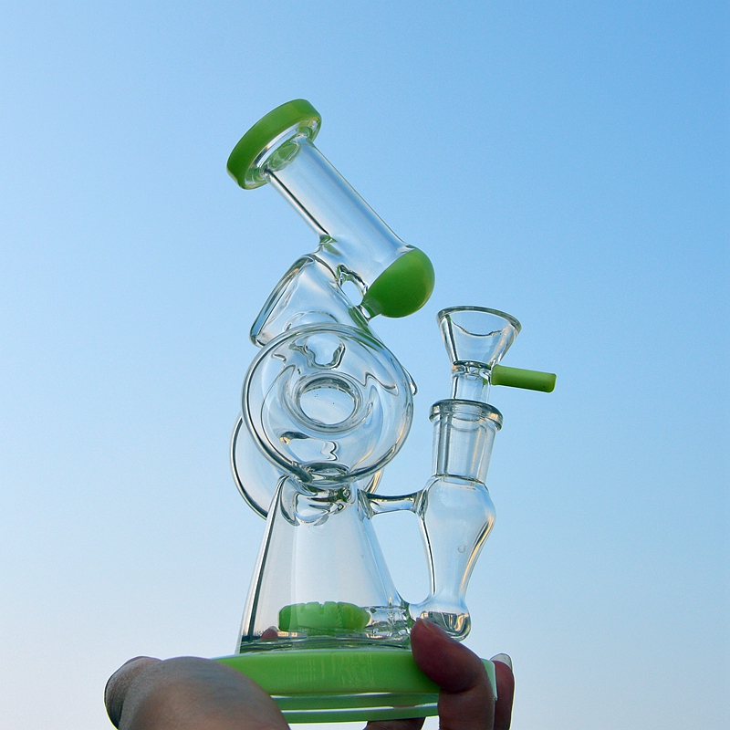 7.8 Inches Double Recycler Dab Rigs Sidecar Style Water Pipe Slitted Donut Perc Oil Rig Thick Glass Bongs Green Purple Bong XL-320
7.8 Inches Double Recycler Dab Rigs Sidecar Style Water Pipe Slitted Donut Perc Oil Rig Thick Glass Bongs Green Purple Bong XL-320