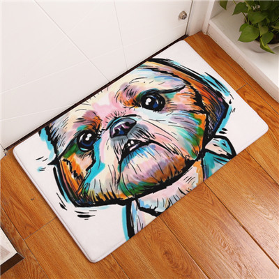 Modern flannel mats Lovely Dog Printing Carpets Anti-slip Floor Mat kitchen Living room Outdoor Rugs Animal DoorMat 40x60cm