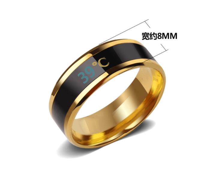 Wholesale Stainless steel rings Fashion wedding jewelry Intelligent Thermometer ring adult jewelry temperature measuring Couple rings