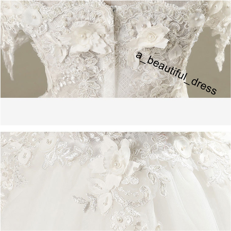 Flower Girl Bead Decoration Long Dress New Girl Ball Gown pageant Wedding Party Exchange Dress Ball Beauty Sexy Shoulder Dress FG1266