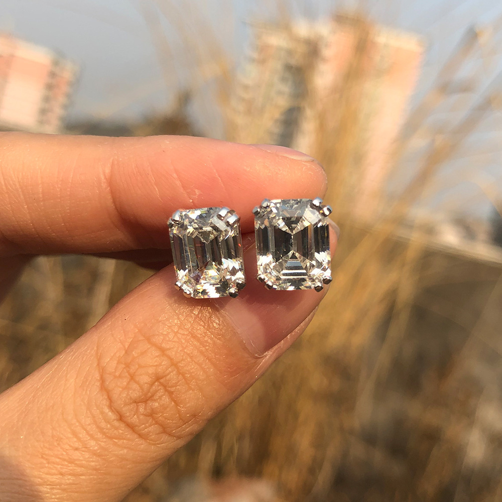 Wong Rain Classic 925 Sterling Silver Created Moissanite Gemstone Diamonds Earrings Ear Studs Wedding Fine Jewelry Wholesale CX200628