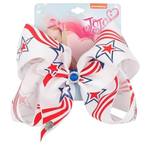 NEW 4TH OF JULY 7inch jojo swia American Flag hair bow Cheer Bow (Stars and Stripes) with chip/elastic band for girl Hair Accessories 12pcs/