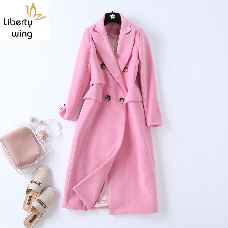 Autumn Winter Pink Wool Blends Overcoat Women Fashion Casual Office Full Sleeve Single Breasted Long Coats Abrigo Mujer
Autumn Winter Pink Wool Blends Overcoat Women Fashion Casual Office Full Sleeve Single Breasted Long Coats Abrigo Mujer
