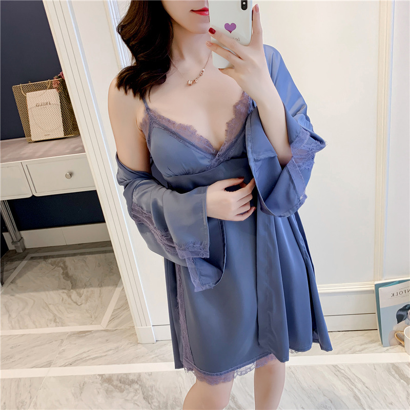 New Sexy Sleepwear Set Nighty with Robe+lingerie Dress 2 Pcs Nightwear Set Pijama Dress Silk Satin Nightgown Lounge Women, Pink
New Sexy Sleepwear Set Nighty with Robe+lingerie Dress 2 Pcs Nightwear Set Pijama Dress Silk Satin Nightgown Lounge Women, Pink