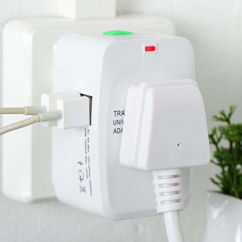 All in One Universal International Plug Adapter USB Port World Travel AC Power Charger Adaptor with AU US UK EU converter Plug