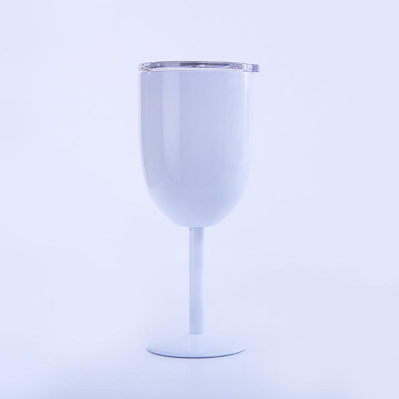 Colorful 10oz Goblet Tumbler With Lid Stianless Steel Wine Glasses Double Wall Insulated Travel Party Wine Mugs