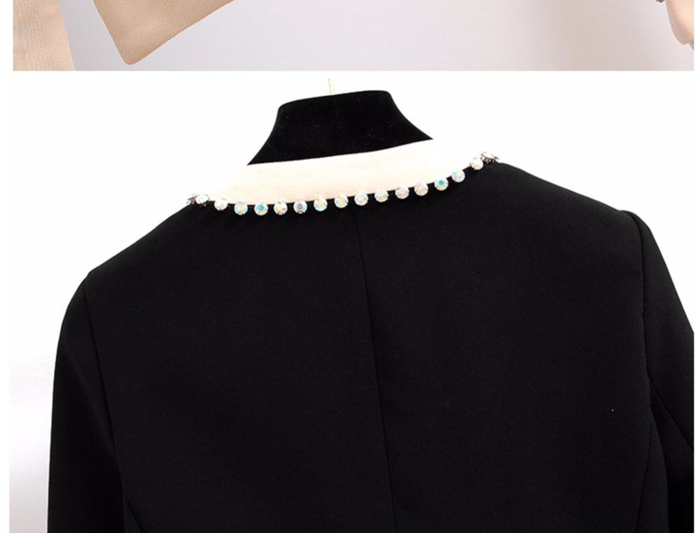 High Quality female jacket Bow Beading Diamonds tweed Black Woolen jackets women long sleeve fashion coat clothing 2019 T200407