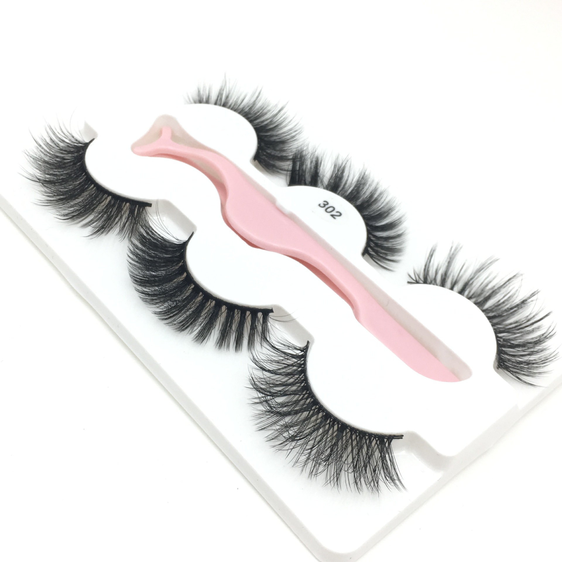 False eyelash 3d mink lashes 3 pair lashes thick Faux 3D real mink eyelashes with tweezers in box 6styles