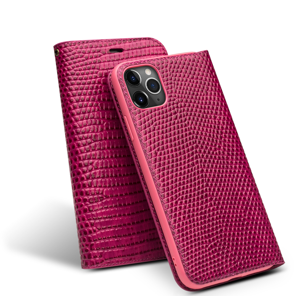 Luxury Genuine Leather Cover for iphone 11 Protective Case with Card Slot for Women, Rose