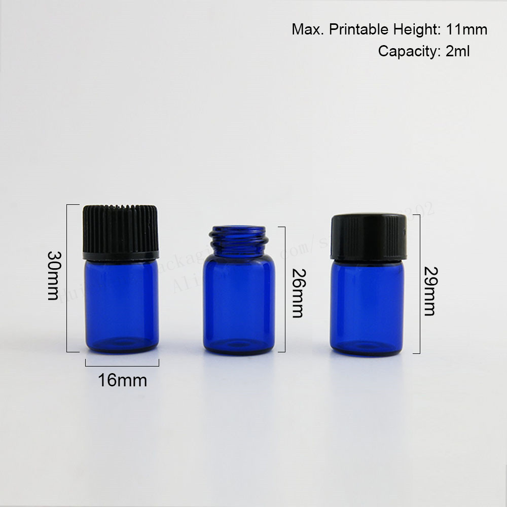 100 x 2ml Cobalt Blue Glass Essential Oil Bottle With Plastic Lid 2ml Glass Bottle Mini Blue Vials Mini Container