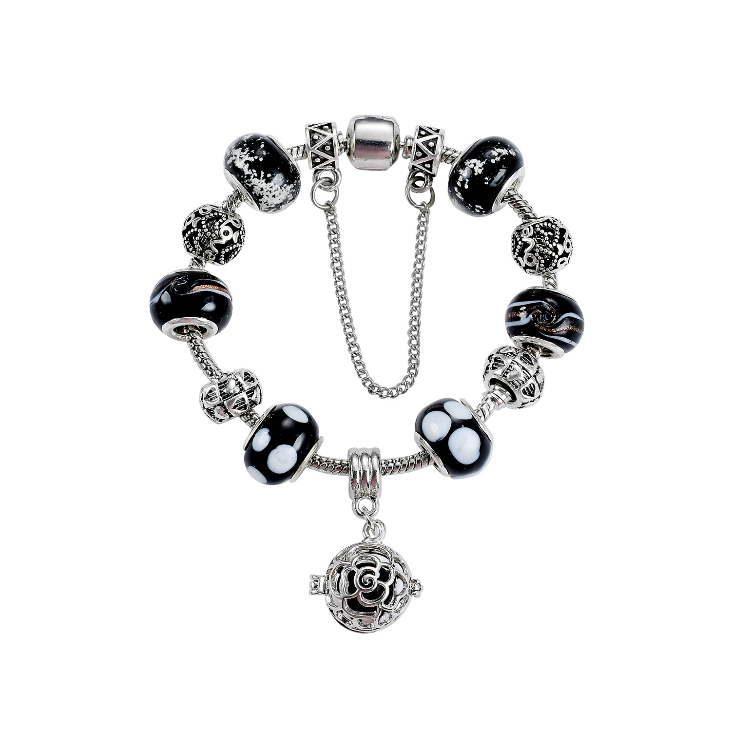Antique Silver Plated Charm Bracelets European Big Hole Evil Eye Charms Glass Beads Perfume Locket Dangle Charms for Women Girls