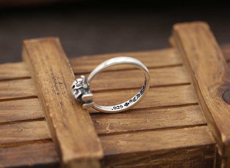 Personalized new 925 sterling silver vintage jewelry American European hand-made designer skull head punk ring for gift
