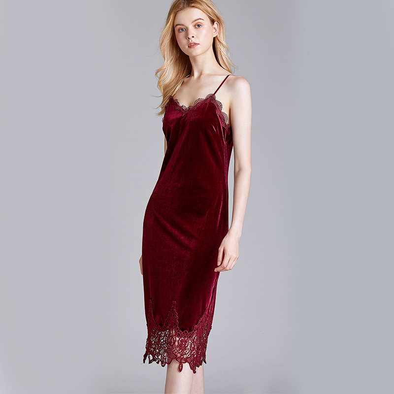 2020 Hot Style Velvet Pyjama Women' New Stain SexyLace Spring Halter Skirt Long Style Homewear Night Home Clothing, Wine red
2020 Hot Style Velvet Pyjama Women' New Stain SexyLace Spring Halter Skirt Long Style Homewear Night Home Clothing, Wine red