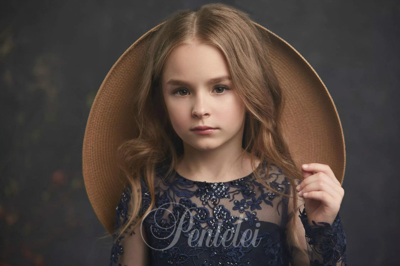 Dreamly A Line Flower Girl Jewel Long Sleeve Lace Applique Crystal Tiered Pageant Dress Floor Length Girl's Birthday Part 0431