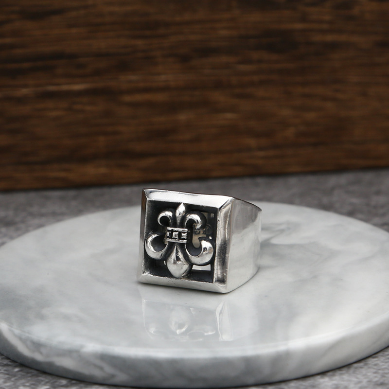 High quality 925 sterling silver fashion jewelry vintage style designer anchor hollow out cut ring American cross design free shipping