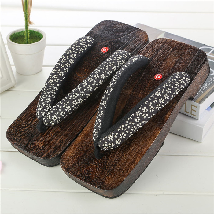 Mazefeng Unisex Shoes Print Wood Geta Sandals Men Chinese Geta Clogs Classial Wooden Slippers Mens Flip Flops Japanese Clogs Y200107