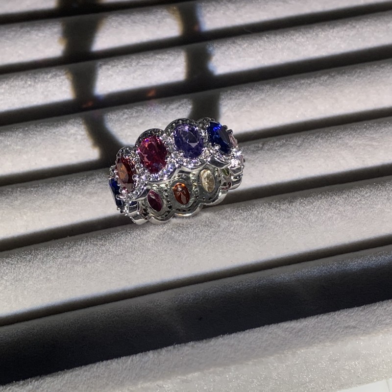 Sparkg : Sterg Sier Multi Topaz CZ Dia Gemstone Promise Ring for Women