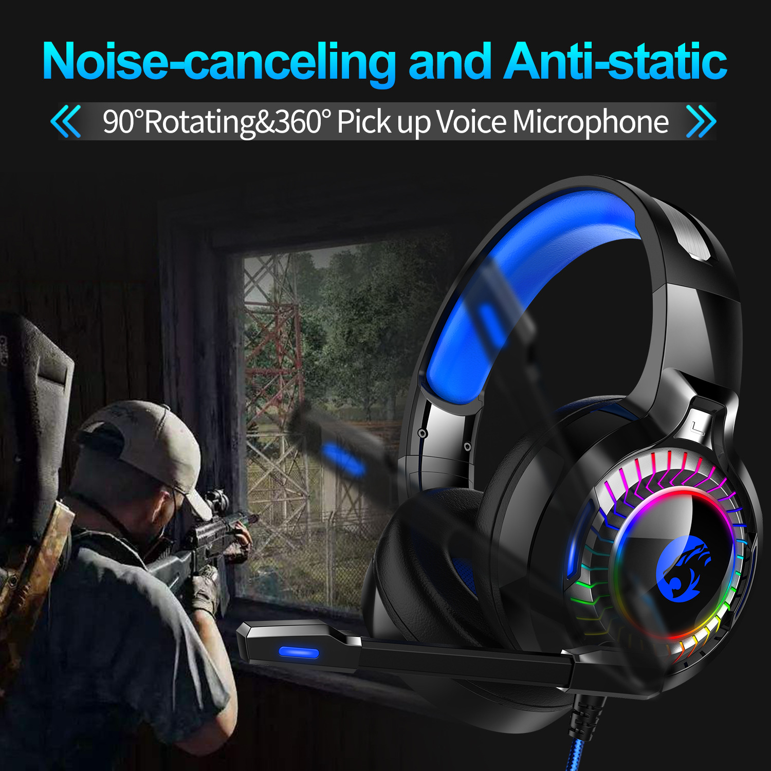 PS4 XBox Gaming Headphones LED Flash Running Light PC Computer Game Headsets Stereo Noise Canceling Headphone 7.1 Channel Microphone