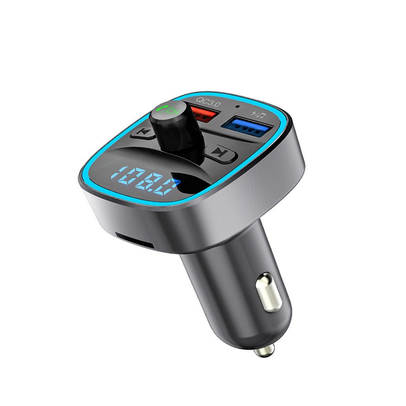 T25S Car FM Transmitter Auto Charger Bluetooth Handsfree Music Player Vehicle Radio Adapter Kit With Double USB QC 3.0 Fast Charging Ports