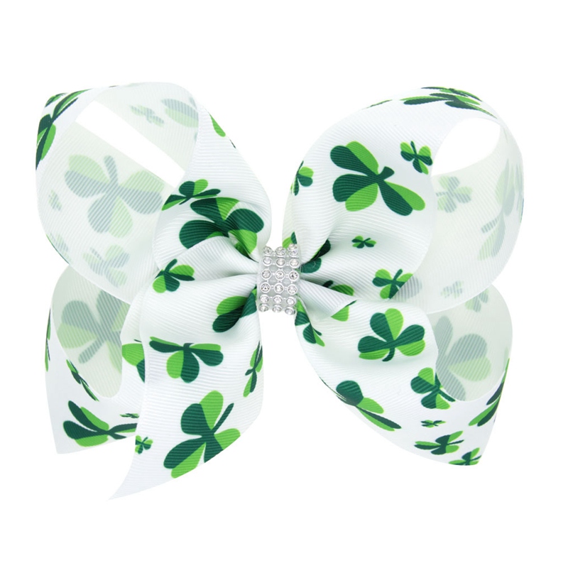 Hair Accessories Bows Clips St. Patrick's Day 6 Inches Hairpins Headbands For Children Girls Woman Headwear Green Shamrock Clover Printed Ribbon 