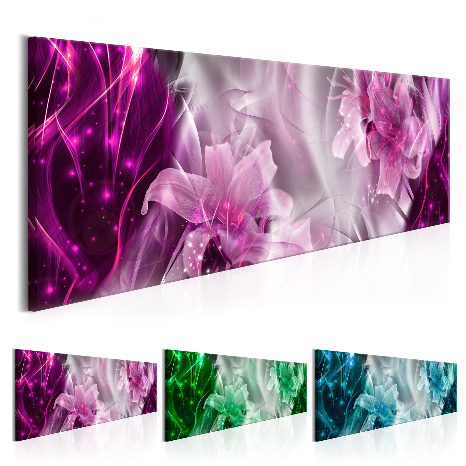 Abstract Shining Lily Flower Design Canvas Print Wall Art Modern Home Decoration, Choose Color & Size(Multicolor)No Frame