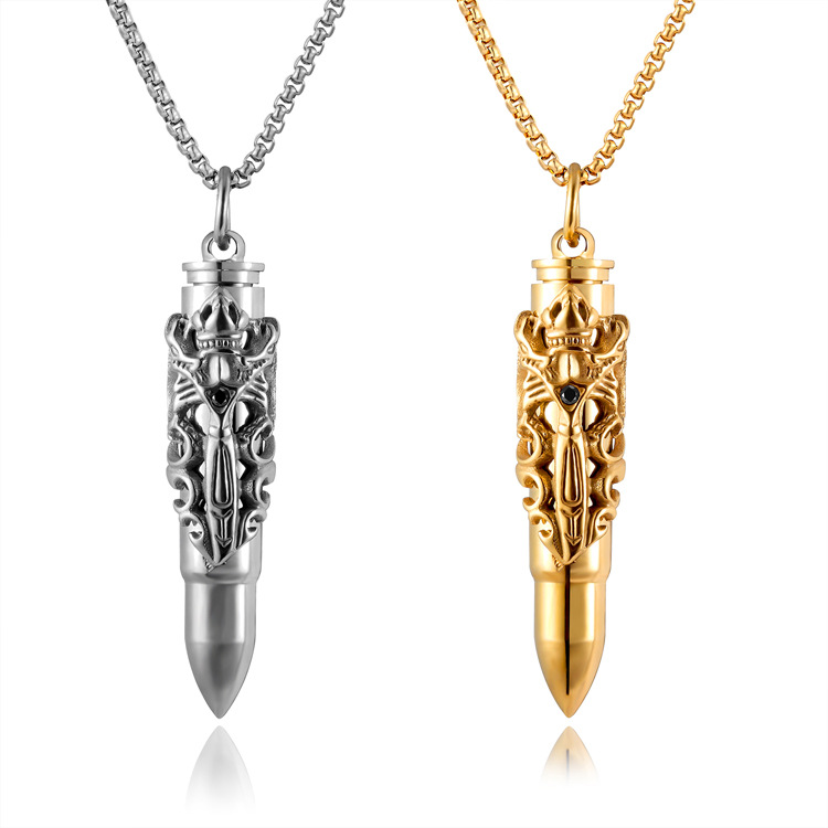 2020 z1621 new creative accessories titanium steel double dragon sword bullet head pendant casting men's necklace can be unscrewed
2020 z1621 new creative accessories titanium steel double dragon sword bullet head pendant casting men's necklace can be unscrewed