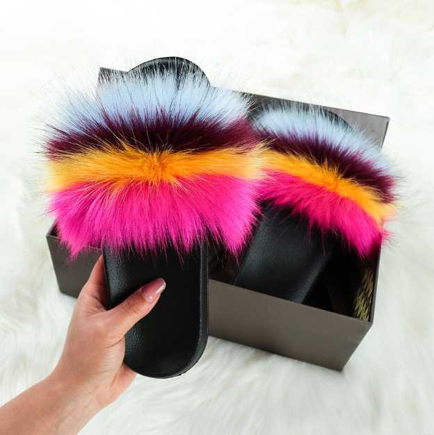 Summer Fluffy Fur Slippers Women Faux Slides Mixed Fuzzy Flat Indoor Lady Flip Flops Plush Shoe, Rose red raccoon
Summer Fluffy Fur Slippers Women Faux Slides Mixed Fuzzy Flat Indoor Lady Flip Flops Plush Shoe, Rose red raccoon