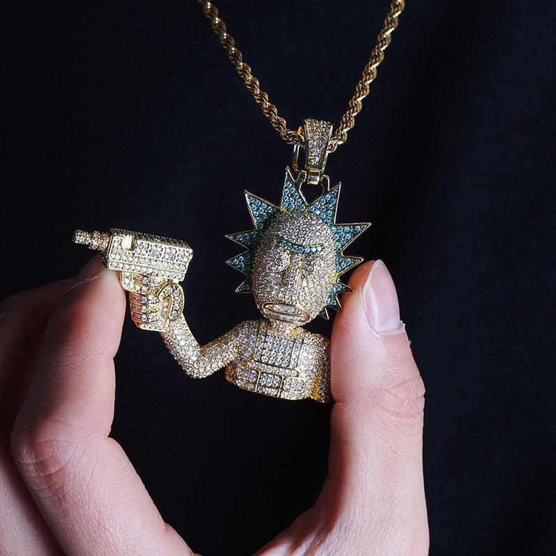Hip Hop Character Pendant Necklace Men's Personalized Stainless Steel 18K Gold Plated Person Big Pendants Jewelry