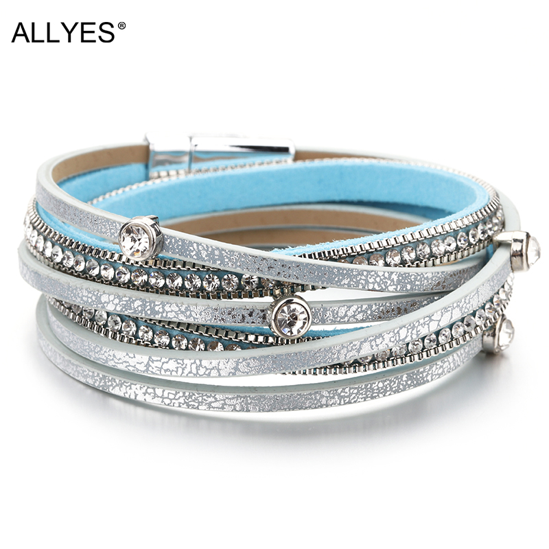 Anklets ALLYES Multilayer Leather Bracelets For Women Femme Trendy Boho Crystal Beads Charm Braclet Female Statement Jewelry
Anklets ALLYES Multilayer Leather Bracelets For Women Femme Trendy Boho Crystal Beads Charm Braclet Female Statement Jewelry