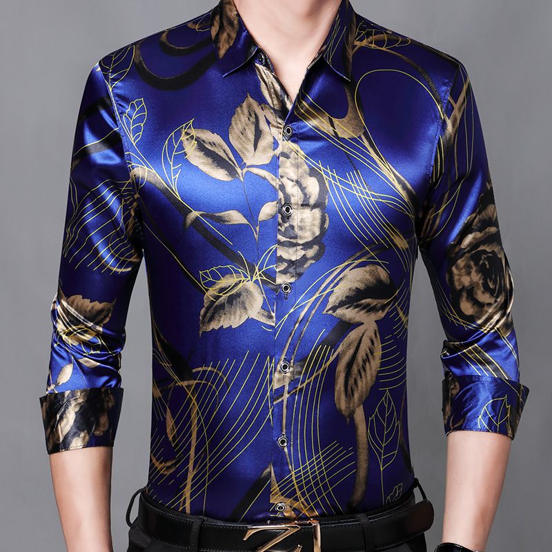 Plus Size Blouse Mens Silk Printed Mens Shirts Long Sleeve Blue Shirts Flowers Fashion 2020 Gentlemen Clothing Casual Club, Black
Plus Size Blouse Mens Silk Printed Mens Shirts Long Sleeve Blue Shirts Flowers Fashion 2020 Gentlemen Clothing Casual Club, Black