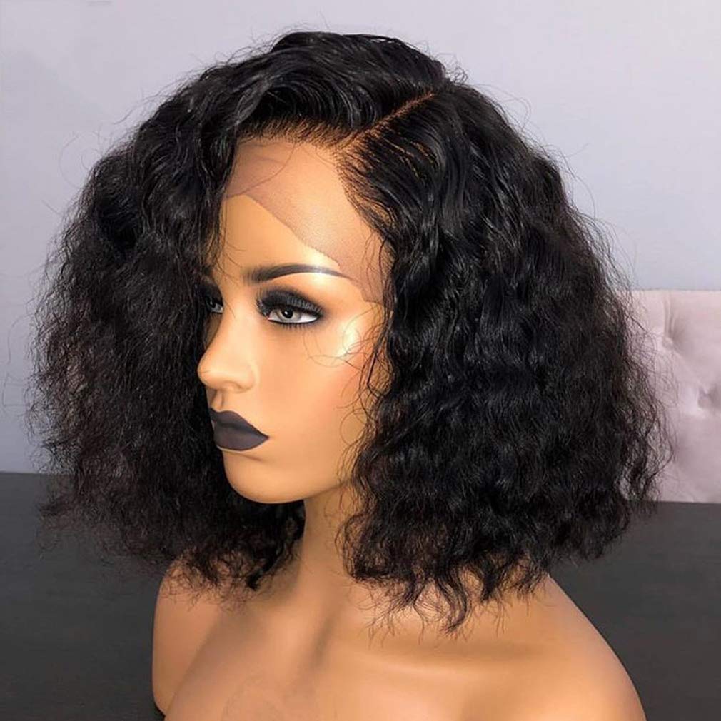 Water Wave Short hd transparent Bob Wigs 13x4 Lace Front Human Hair Wigs For Women 150% Brazilian Glueless 360 Lace Frontal Wig Full Black diva1