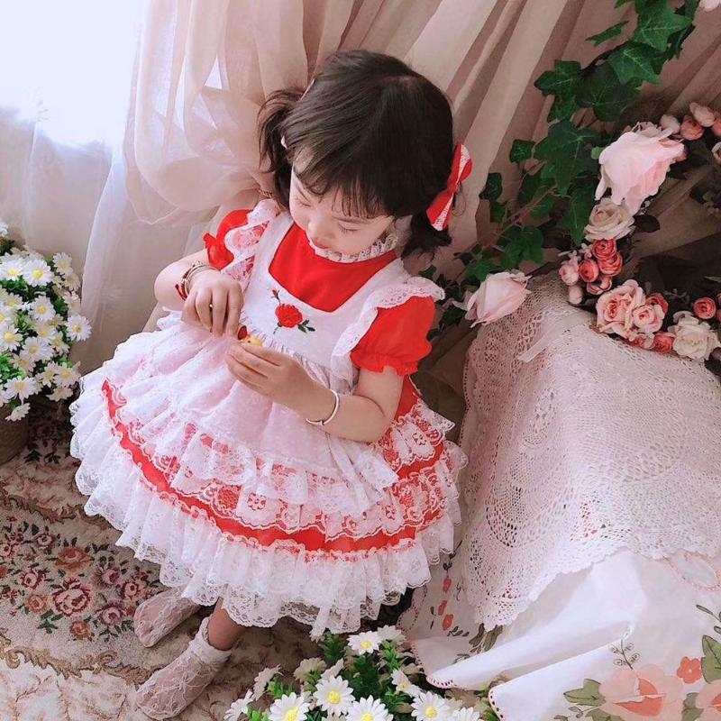 Baby Girl Summer Red Mesh Lace Vintage Spanish England Turkey Lolita Ball Gown Princess Dress for Birthday Holiday Party Dress, As pic
Baby Girl Summer Red Mesh Lace Vintage Spanish England Turkey Lolita Ball Gown Princess Dress for Birthday Holiday Party Dress, As pic