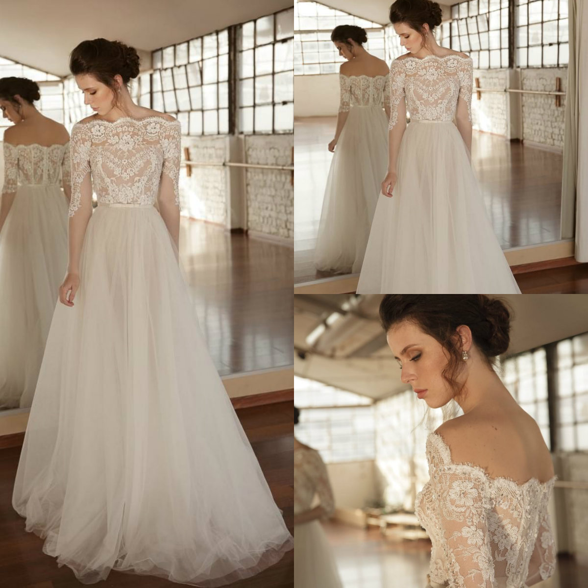 Long Sleeve Wedding Dresses 2019 Chana Marelus Off The Shoulder Lace Appliqued A Line Vestidos De Novia Beach Wedding Dress Bridal Gowns