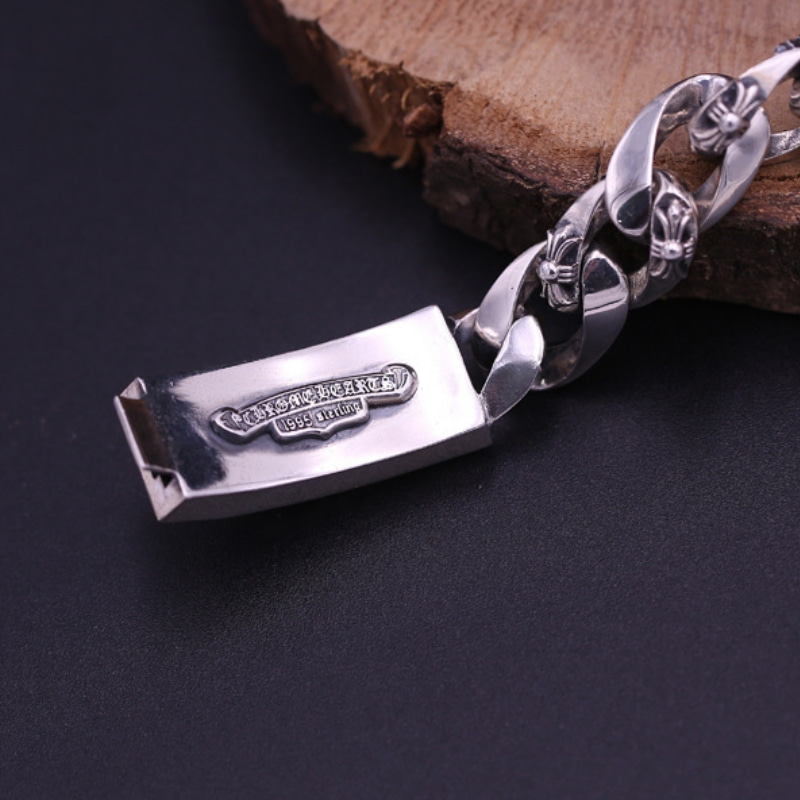 Gothic 925 sterling silver handmade jewelry American European antique silver heart sword thick link chain designer vintage men's bracelets