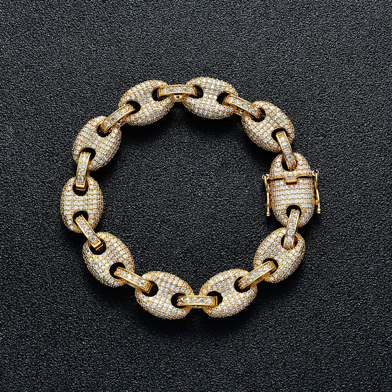 12mm wide Hip Hop CZ Stone Paved Bling Iced Out Solid Coffee Beans Link Chain Bracelets for Men Women Fashion Rapper Jewelry
12mm wide Hip Hop CZ Stone Paved Bling Iced Out Solid Coffee Beans Link Chain Bracelets for Men Women Fashion Rapper Jewelry