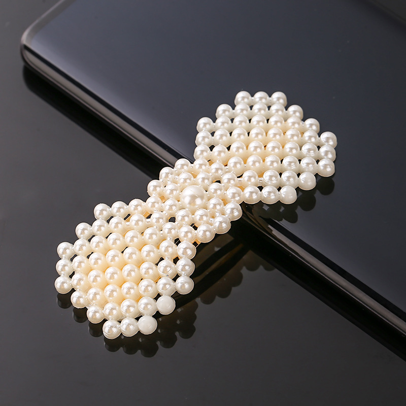 fashion Pearl hairpin one word clip Hand woven Beaded clip with pearl bow hair clip Woman Girls Hair Accession 70544
fashion Pearl hairpin one word clip Hand woven Beaded clip with pearl bow hair clip Woman Girls Hair Accession 70544
