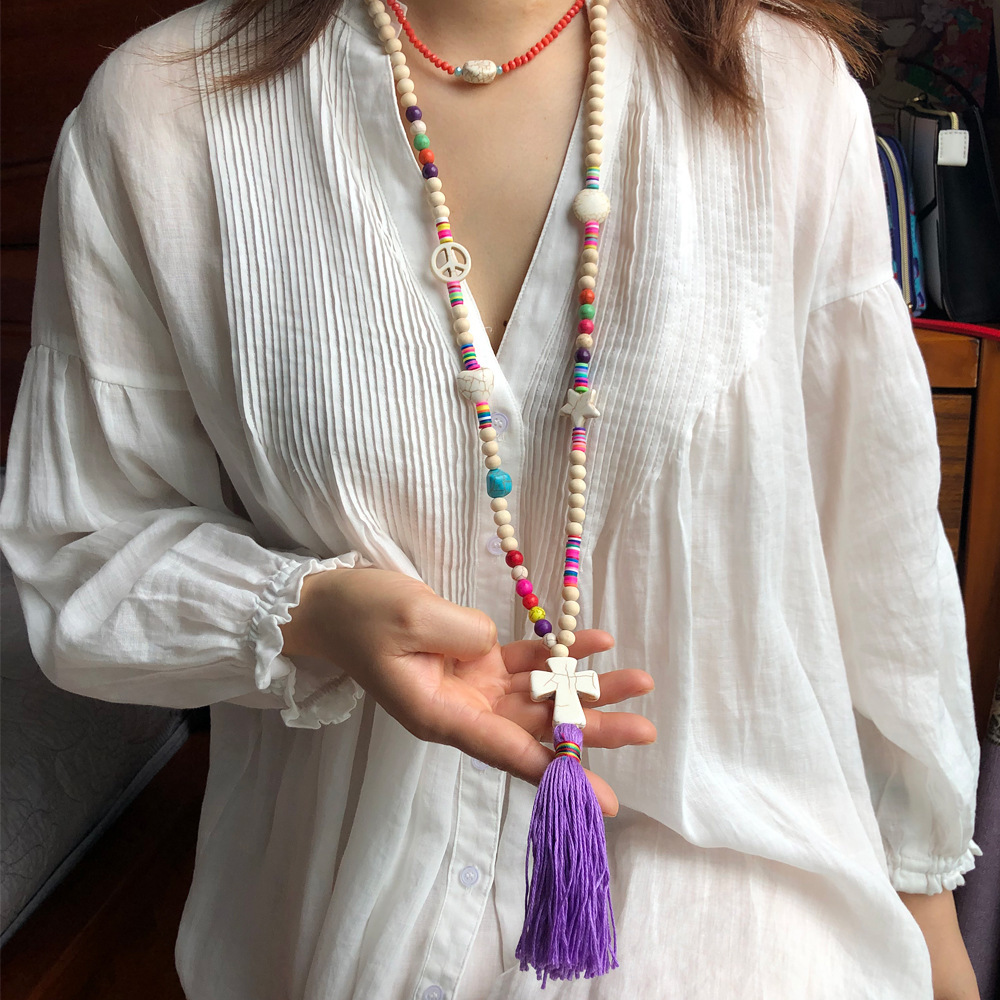 Accessories turquoise cross pendant colorful soft pottery wooden beads Bohemian wind five-pointed star necklace female, Mixed colors
Accessories turquoise cross pendant colorful soft pottery wooden beads Bohemian wind five-pointed star necklace female, Mixed colors