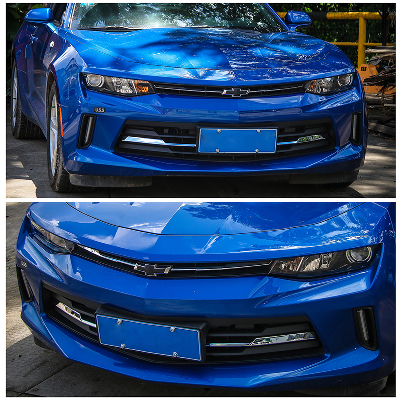 Front Grille Cover Strips Decoration Trim Exterior Accessories Stickers ABS For Chevrolet Camaro 2017 Up Car Styling
