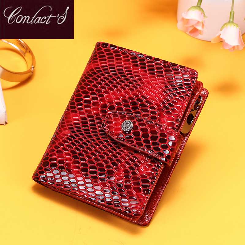 Contact's Small Women Wallet Genuine Leather Female Wallet Red Short Ladies Money Coin Purse Portfel
Contact's Small Women Wallet Genuine Leather Female Wallet Red Short Ladies Money Coin Purse Portfel