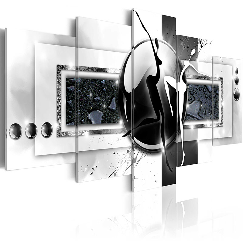 (unframed)5 Panel Canvas Art Abstract Black And White Dancer Oil Painting Room Decoration Wall Pictures For Living Room