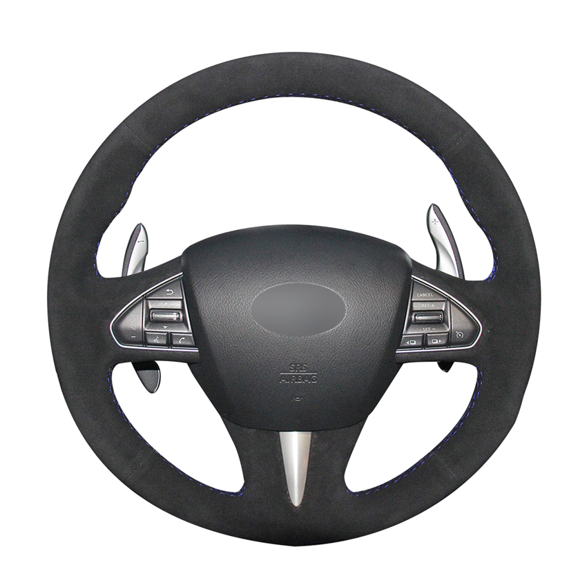 Hand-stitched DIY Black Suede Leather Car Steering Wheel Cover for Infiniti Q50 QX50 Accessories
Hand-stitched DIY Black Suede Leather Car Steering Wheel Cover for Infiniti Q50 QX50 Accessories