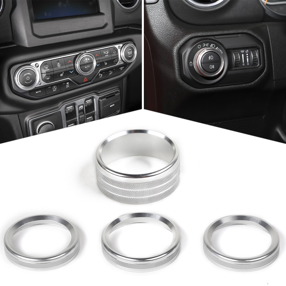 Aluminum Alloy Headlight And Air Conditioning Rotary Decorative ring Decoration Cover Fit for Jeep Wrangler JL Auto Interior Accessories