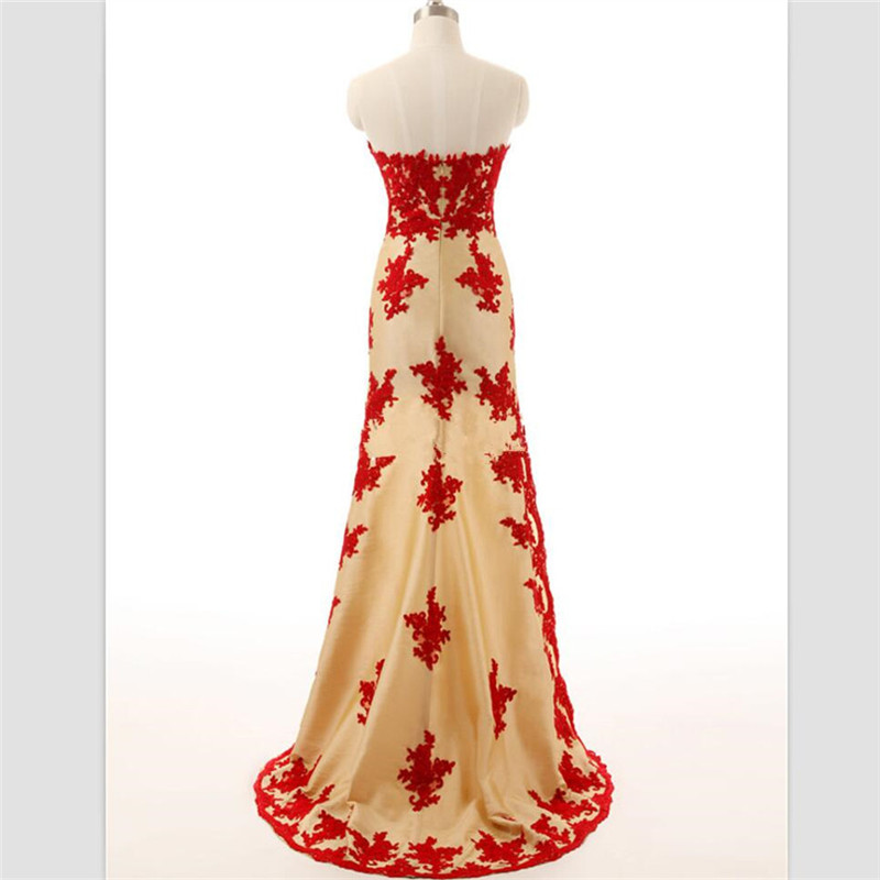 Elegant Red Lace Hi-Lo Prom Dresses Custom Sweetheart Evening Sweep Train Party Gowns Robe De Mariée