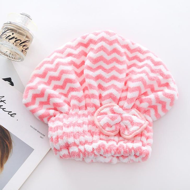 Women Bathroom Hair Towel Quick-Dry Hair Hat Turban Super Absorbent Head Wrap Shower Cap Bath Towels F3781