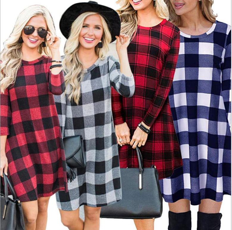 Women Shirt Dress Tartan Plaid Check 3/4 Sleeve Loose Waist Tie Dress Fit Top Buffalo Check Dress, 1#
Women Shirt Dress Tartan Plaid Check 3/4 Sleeve Loose Waist Tie Dress Fit Top Buffalo Check Dress, 1#